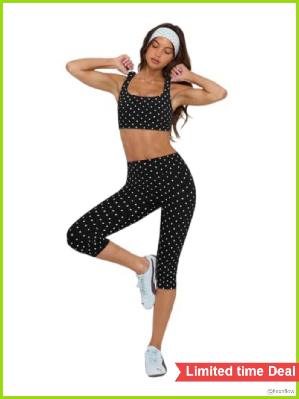 Women's 2 Piece Sports Bra & Capri Leggings Set High Waisted 4 Way Stretch